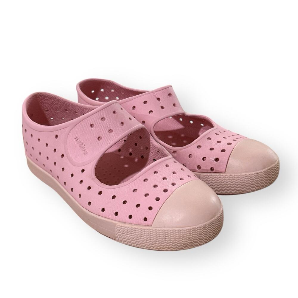 Native Jefferson Juniper Shoe Youth Girls J3 Rose Pink/Dust Pink Mary Jane